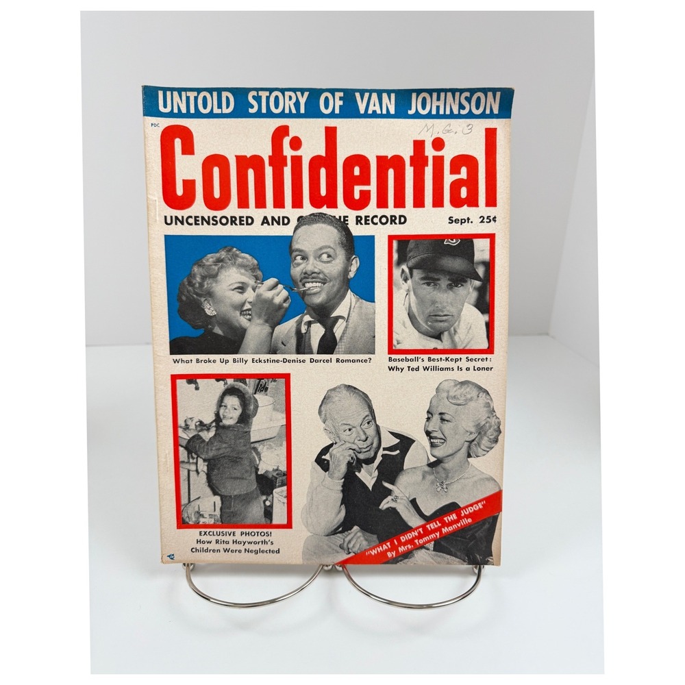 Vintage Confidential Sept 1954 Van Johnson Ted Williams Rita‎ Hayworth Magazine